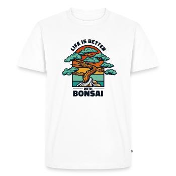 La vie est meilleure avec Bonsaï Bonsaï d’intérieur Bonsaï - T-shirt Premium bio Homme - blanc - Devant - Nico (187cm)