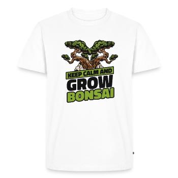 Keep Calm And Grow Bonsai Bonsai Pots Penjing - Men's Premium Organic T-Shirt - white - Front - Nico (187cm)