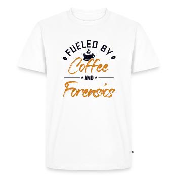 Fueled by Coffee and Forensics Science Forensic - Men's Premium Organic T-Shirt - white - Front - Nico (187cm)