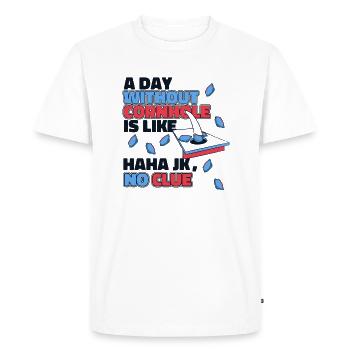 A Day Without Cornhole Is Like Boards Bean Bag - Men's Premium Organic T-Shirt - white - Front - Nico (187cm)