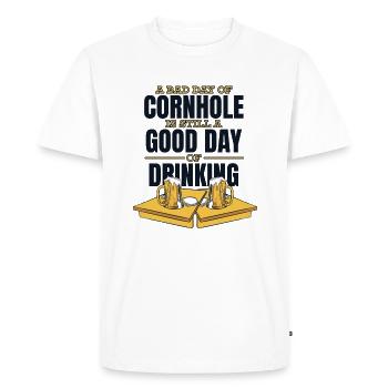 Bad Day Of Cornhole Good Day Of Drinking Boards - Men's Premium Organic T-Shirt - white - Front - Nico (187cm)