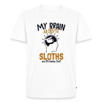 My Brain is 95% Sloths Pilosa Folivora - Men's Premium Organic T-Shirt - white - Front - Nico (187cm)