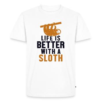 Life is Better with a Sloth Pilosa Folivora Lover - Men's Premium Organic T-Shirt - white - Front - Nico (187cm)