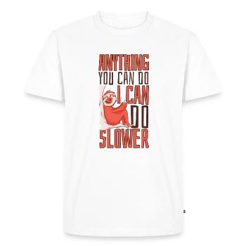 Je peux faire plus lentement tout ce qui est folivore à gorge brune - T-shirt Premium bio Homme - blanc - Devant - Nico (187cm)