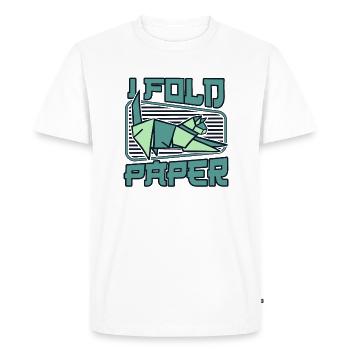 Je plie le papier pliant hibou papier grue maître - T-shirt Premium bio Homme - blanc - Devant - Nico (187cm)