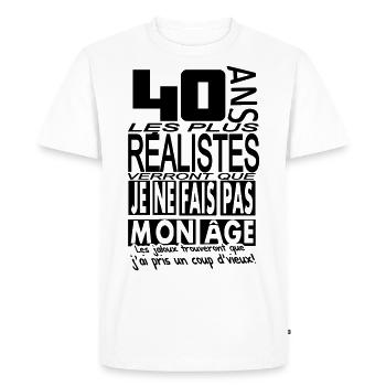 40 ans / anniversaire 40 ans / t-shirt 40 ans - T-shirt Premium bio Homme - blanc - Devant - Nico (187cm)
