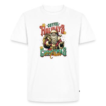 T-shirt Joyeuses Fêtes – Père Noël - T-shirt Premium bio Homme - blanc - Devant - Nico (187cm)