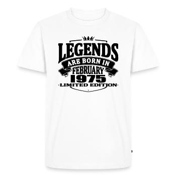 Les légendes sont nées en février 1975 - T-shirt Premium bio Homme - blanc - Devant - Nico (187cm)