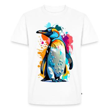 Manchot royal - Pingouin empereur coloré oiseau - T-shirt Premium bio Homme - blanc - Devant - Nico (187cm)