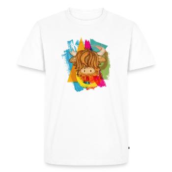La vache des Highlands - T-shirt Premium bio Homme - blanc - Devant - Nico (187cm)