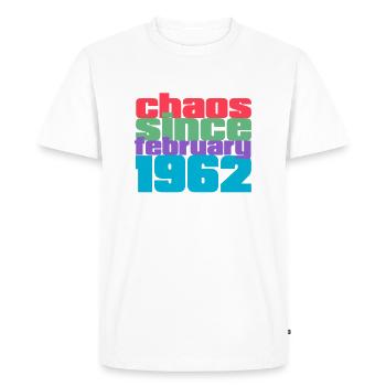 60th Birthday february 1962 Chaos since 1962 - Men's Premium Organic T-Shirt - white - Front - Nico (187cm)