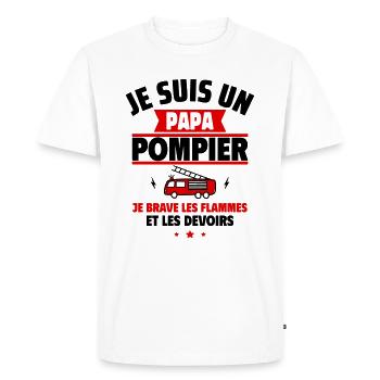 Papa pompier, Cadeau fête des pères - T-shirt Premium bio Homme - blanc - Devant - Nico (187cm)