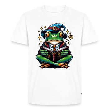 Frog Read Magic Magician - Men's Premium Organic T-Shirt - white - Front - Nico (187cm)