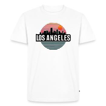 Los Angeles Synthwave Futuristic 80's Styling Tee - Men's Premium Organic T-Shirt - white - Front - Nico (187cm)