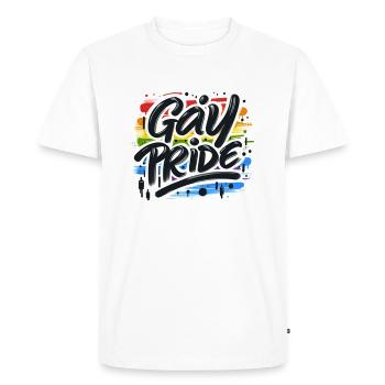 Gay Pride - LGBTQIA+ - LGBT - T-shirt Premium bio Homme - blanc - Devant - Nico (187cm)