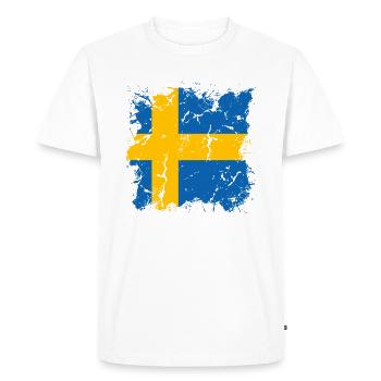 Suède Drapeau Scandinavie Drapeau suédois - T-shirt Premium bio Homme - blanc - Devant - Nico (187cm)