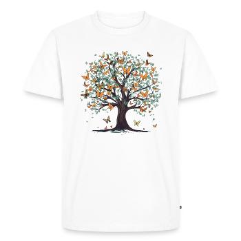 Papillon Arbre Nature Insecte Prédateur - T-shirt Premium bio Homme - blanc - Devant - Nico (187cm)