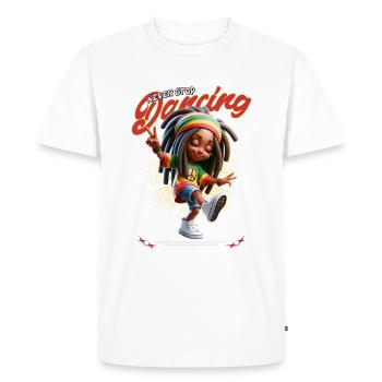 N’arrête jamais de danser Reggae Rasta Girl - T-shirt Premium bio Homme - blanc - Devant - Nico (187cm)