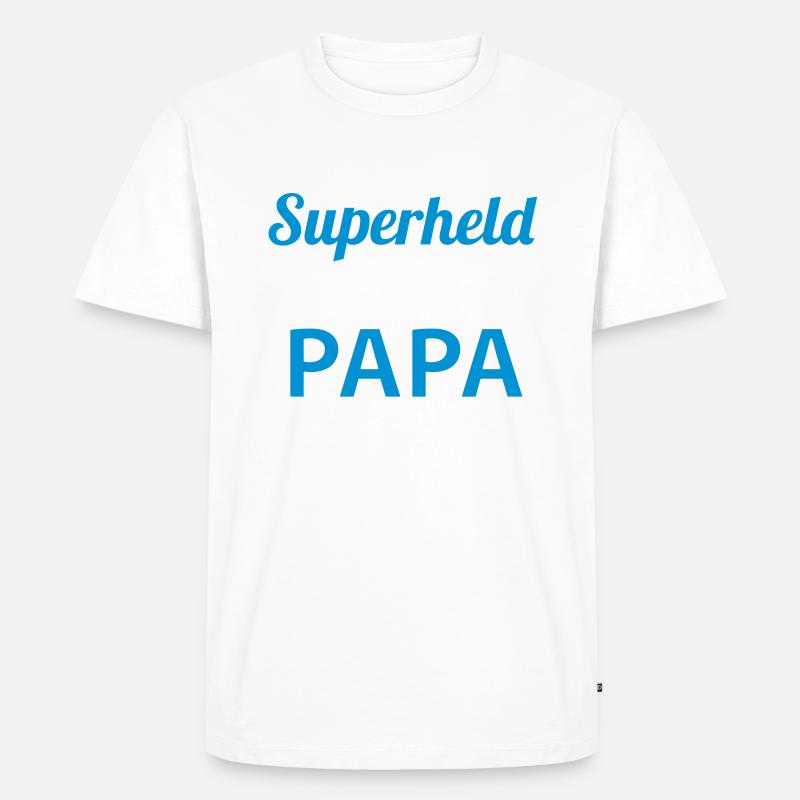 Superheld Papa - Männer Premium Bio T-Shirt - Weiß