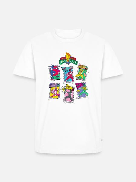Power Rangers Retro Style Alle Rangers - Ekologisk premium-T-shirt herr - vit