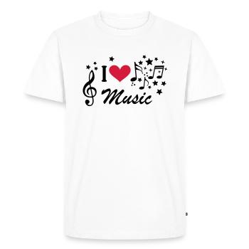 J'aime la musique. - T-shirt Premium bio Homme - blanc - Devant - Nico (187cm)