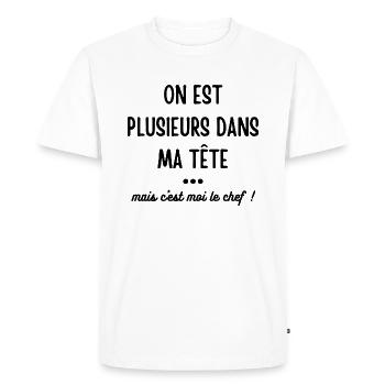 T-shirt humour humoristique skyzophrène - T-shirt Premium bio Homme - blanc - Devant - Nico (187cm)