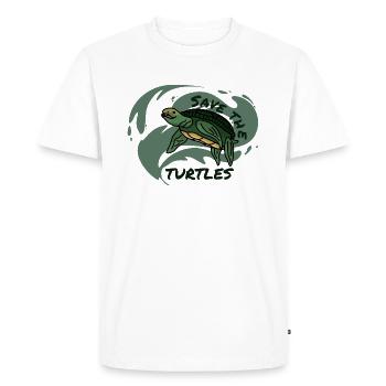 Save the turtles water sea plastic wave - Men's Premium Organic T-Shirt - white - Front - Nico (187cm)
