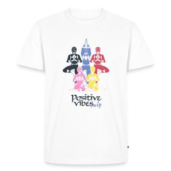 Power Rangers Tous les Rangers Yoga Position - T-shirt Premium bio Homme - blanc - Devant - Nico (187cm)