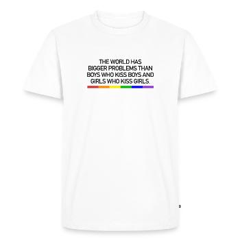 Le monde a de plus gros problèmes Gay Pride LGBT LGBTQ - T-shirt Premium bio Homme - blanc - Devant - Nico (187cm)