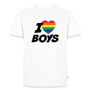 I Love Boys Pride - T-shirt Premium bio Homme - blanc - Devant - Nico (187cm)
