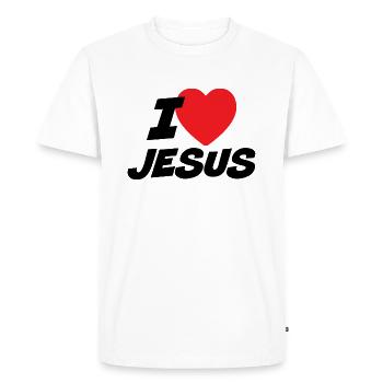 J’aime Jésus - T-shirt Premium bio Homme - blanc - Devant - Nico (187cm)