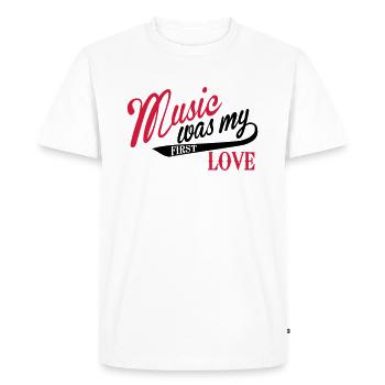 La musique veux dire ce que mon premier amour - - T-shirt Premium bio Homme - blanc - Devant - Nico (187cm)