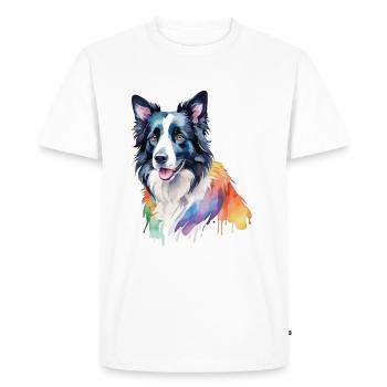 Border Collie Aquarelles - T-shirt Premium bio Homme - blanc - Devant - Nico (187cm)