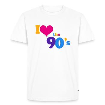 I Love 90s Music - Men's Premium Organic T-Shirt - white - Front - Nico (187cm)