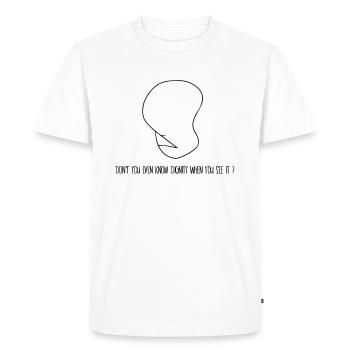 c'est la dignité Luann - T-shirt Premium bio Homme - blanc - Devant - Nico (187cm)