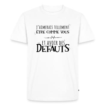 Avoir des defauts - perfection - T-shirt Premium bio Homme - blanc - Devant - Nico (187cm)