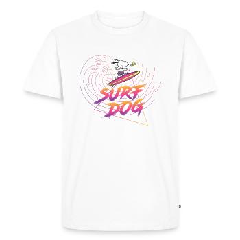 Peanuts Snoopy Surf Dog Chien Woodstock - T-shirt Premium bio Homme - blanc - Devant - Nico (187cm)