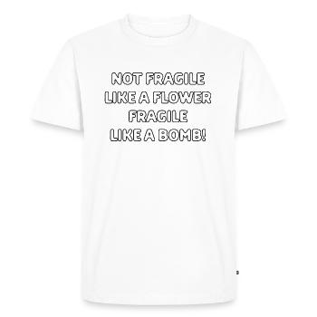 Pas fragile comme une fleur fragile comme une bombe - T-shirt Premium bio Homme - blanc - Devant - Nico (187cm)