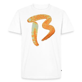 B - Watercolor - Men's Premium Organic T-Shirt - white - Front - Nico (187cm)