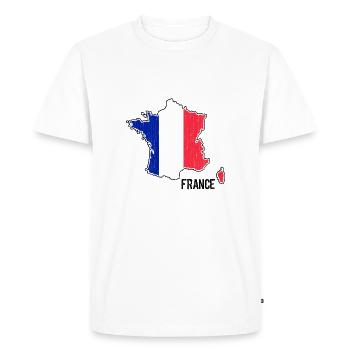 Plan de la carte du drapeau de la France - T-shirt Premium bio Homme - blanc - Devant - Nico (187cm)