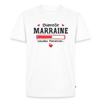 Bientôt marraine - Humour Marraine Future Marraine - T-shirt Premium bio Homme - blanc - Devant - Nico (187cm)