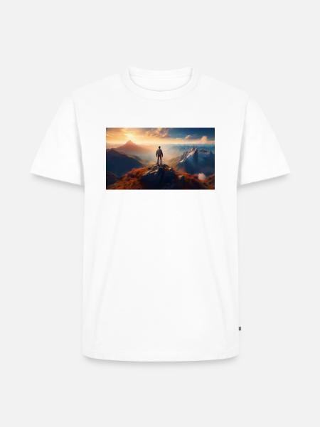 Bergsteiger auf Gipfel - Männer Premium Bio T-Shirt - Weiß