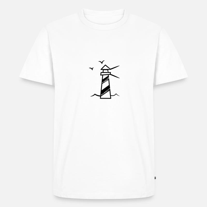 Maritim Meer Leuchtturm - Männer Premium Bio T-Shirt - Weiß