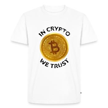 Dans Crypto, nous faisons confiance à la conception de grandes pièces Bitcoin Tradi - T-shirt Premium bio Homme - blanc - Devant - Nico (187cm)