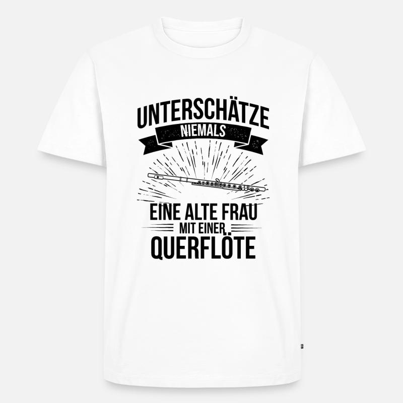 Querflöte Querflötenspieler Querflötist - Männer Premium Bio T-Shirt - Weiß