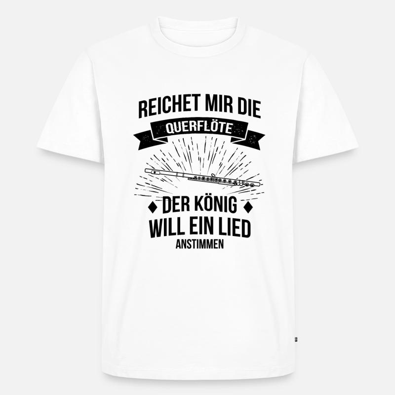 Querflöte Querflötenspieler Querflötist - Männer Premium Bio T-Shirt - Weiß