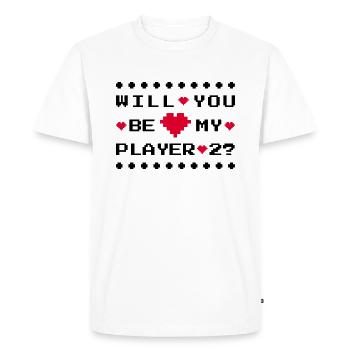 SEREZ-VOUS MON JOUEUR 2 - SE MARIER - DEMANDE EN MARIAGE - T-shirt Premium bio Homme - blanc - Devant - Nico (187cm)