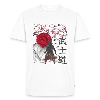 Japan Vintage Samurai Shogun Japanese Art - Men's Premium Organic T-Shirt - white - Front - Nico (187cm)