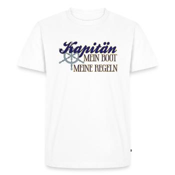 Kapitän Boot Motorboot lustiger Spruch - Männer Premium Bio T-Shirt - Weiß - Vorne - Nico (187cm)