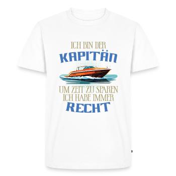 Boot Kapitän Motorboot lustiger Spruch - Männer Premium Bio T-Shirt - Weiß - Vorne - Nico (187cm)